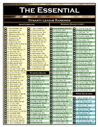 Essential Dynasty Cheat Sheet