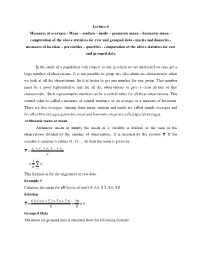 Lecture.4 Measures of Averages