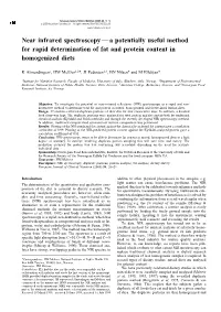 Near Infrared Spectroscopy – a Potentially Useful Method for Rapid