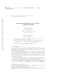 Renormalized Perturbation Theory: a Missing Chapter