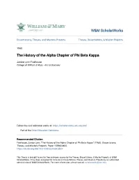 The History of the Alpha Chapter of Phi Beta Kappa