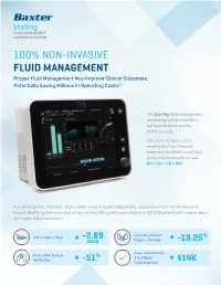100% NON-INVASIVE FLUID MANAGEMENT Proper Fluid Management May Improve Clinical Outcomes, Potentially Saving Millions in Operating Costs1,2