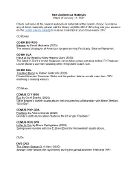 Audiovisual Materials Week of January 11, 2021