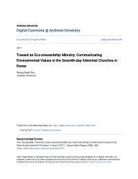Communicating Environmental Values in the Seventh-Day Adventist Churches in Korea