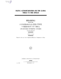Digital Authoritarianism and the Global Threat to Free Speech Hearing