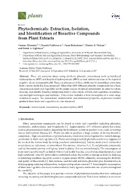Extraction, Isolation, and Identification of Bioactive Compounds from Plant