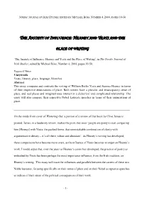 Heaney and Yeats and the Place of Writing’, in the Nordic Journal of Irish Studies, Edited by Michael Böss, Number 4, 2004, Pages 30-50