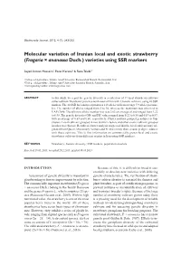 Molecular Variation of Iranian Local and Exotic Strawberry (Fragaria × Ananassa Duch.) Varieties Using SSR Markers
