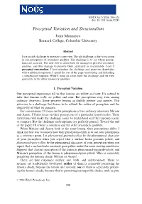 Perceptual Variation and Structuralism
