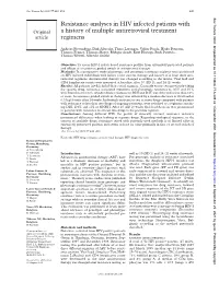 Resistance Analyses in HIV Infected Patients with a History of Multiple