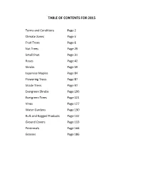 Table of Contents for 2015