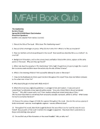 The Awakening by Kate Chopin Spring 2010 MFAH Book Club Selection Discussion Questions (Written and Adapted from Various Sources)