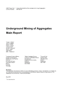 Underground Mining of Aggregates Main Report
