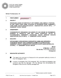 1 Item Number 2 Subject Proposed Lease of Portion of City-Owned Land, Being a Portion of Erf 109810 Cape Town, Situated at Eleg