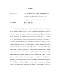 ABSTRACT Title of Thesis: RACE, RELIGION, and CLASS: THE