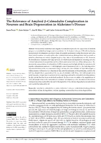 Calmodulin Complexation in Neurons and Brain Degeneration in Alzheimer’S Disease