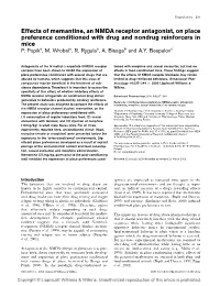 Effects of Memantine, an NMDA Receptor Antagonist, on Place Preference Conditioned with Drug and Nondrug Reinforcers in Mice P