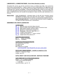 LABORATORY 6 - CONNECTIVE TISSUE (First of Three Laboratory Sessions)