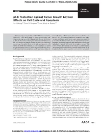 P53: Protection Against Tumor Growth Beyond Effects on Cell Cycle and Apoptosis Xuyi Wang1,2, Evan R