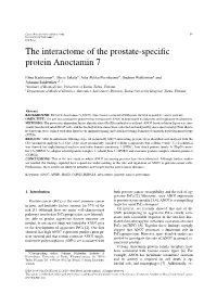 The Interactome of the Prostate-Specific Protein Anoctamin 7