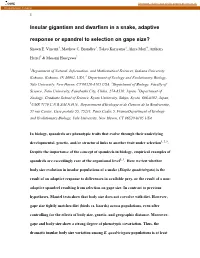 Insular Gigantism and Dwarfism in a Snake, Adaptive Response Or