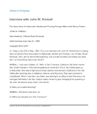 Interview with John W. Kimball