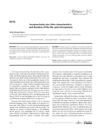 NOTE Scorpion Body Size, Litter Characteristics, and Duration of the Life Cycle (Scorpiones)