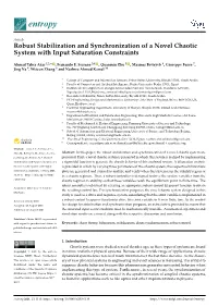 Robust Stabilization and Synchronization of a Novel Chaotic System with Input Saturation Constraints