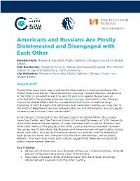 Americans and Russians Are Mostly Disinterested and Disengaged with Each Other
