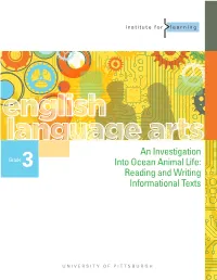 An Investigation Into Ocean Animal Life: Reading and Writing Informational Texts