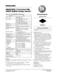 AR0835HS 1/3.2‐Inch 8 Mp CMOS Digital Image Sensor