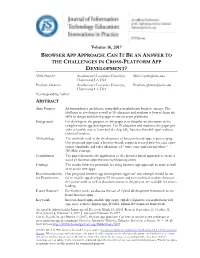 Browser App Approach: Can It Be an Answer to the Challenges in Cross-Platform App Development?