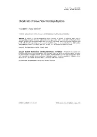 Check List of Slovenian Microlepidoptera