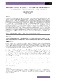 Financial Conditions Analysis of Pt. Angkasa Pura Ii (Persero) Based on Financial Leverage on Profitability Using Zmijewski Method