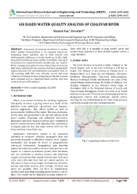 Gis Based Water Quality Analysis of Chaliyar River