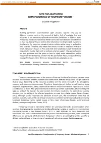 Need for Adaptation Transformation of Temporary Houses 1