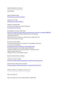 Oracle VDI Collected Informations ======Stand 10/2011