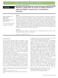 Phosphorus Supply Shifts the Quotas of Multiple Elements in Algae and Daphnia: Ionomic Basis of Stoichiometric Constraints