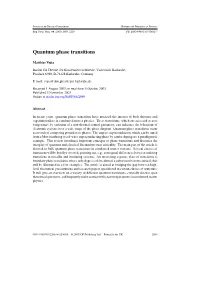 Quantum Phase Transitions