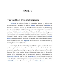 UNIT- V the Castle of Otranto Summary