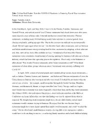 1 Title: Yellow Peril Redux: How the COVID-19