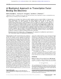 A Biophysical Approach to Transcription Factor Binding Site Discovery Marko Djordjevic,1 Anirvan M