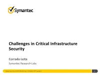 Challenges in Critical Infrastructure Security