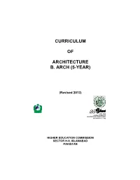 Curriculum of Architecture B. Arch (5-Year)