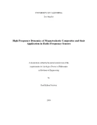 High Frequency Dynamics of Magnetoelastic Composites and Their Application in Radio Frequency Sensors