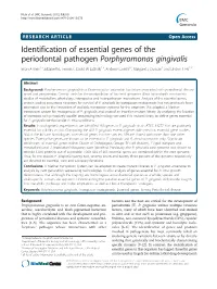Identification of Essential Genes of the Periodontal Pathogen