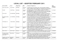 Local List – Adopted February 2011