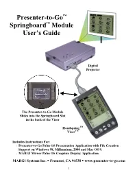 Presenter-To-Go™ Springboard™ Module User's Guide