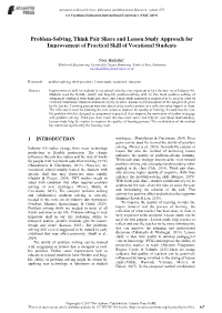 Problem-Solving, Think Pair Share and Lesson Study Approach for Improvement of Practical Skill of Vocational Students