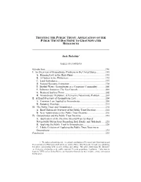 Public Trust: Application of the Public Trust Doctrine to Groundwater Resources